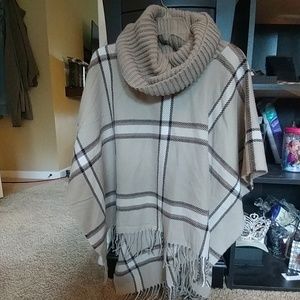 Plaid poncho